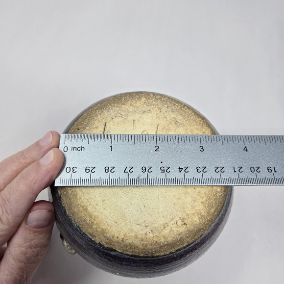 Studio Art Handmade Small Medium Vase Purple Gray Tan Feather Leather Tie - Picture 11 of 12